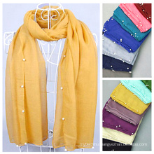 Factory sell hijab fashion arabic scarfs beaded scarf pattern wholesale hijab with pearls